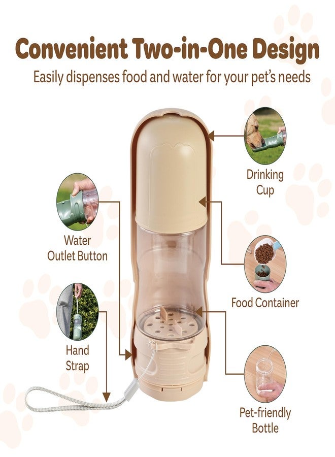 desired tools Portable Pet Food and Water Dispenser, 2 in 1 Cat & Small Dog Water Bottle & Food Container, Lightweight, BPA Free Pet Water Bottle Traveling Essentials for Walking & Hiking (Khaki, 13oz) - Image 3